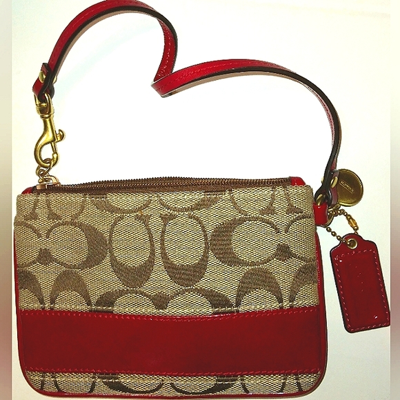☆Brand New☆Stunning COACH Classic 2008 Red Signature Stripe Clutch Wristlet☆ - Picture 6 of 16